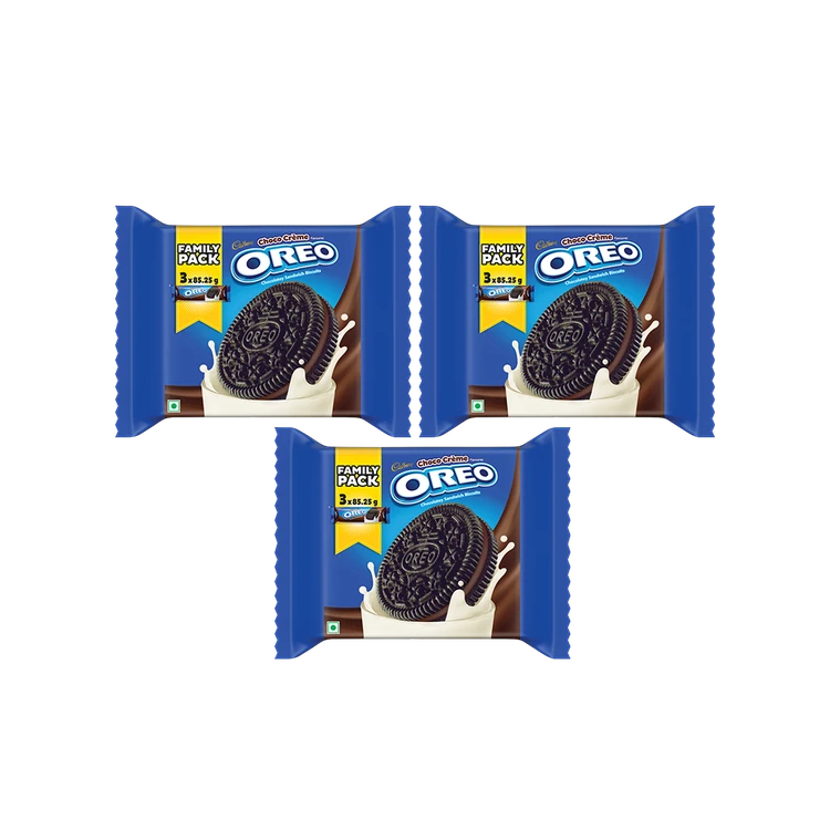 Cadbury Oreo Chocolate Flavour Crème Sandwich Cream Biscuits Family Pack - Pack of 3