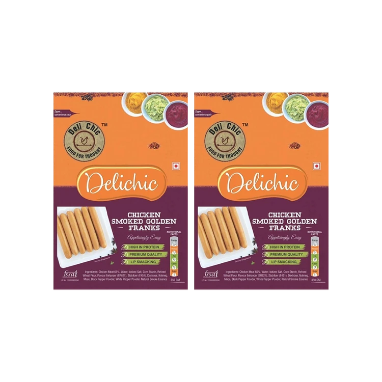 Delichic Smoked Golden Franks Chicken Sausage (Frozen) - Pack of 2