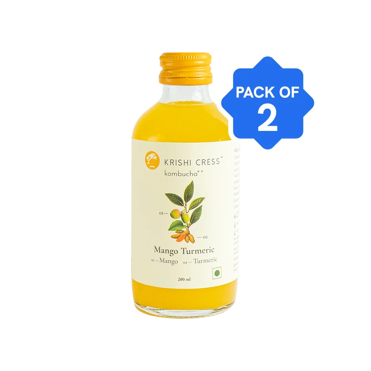 Krishi Cress Mango Turmeric Kombucha - Pack of 2