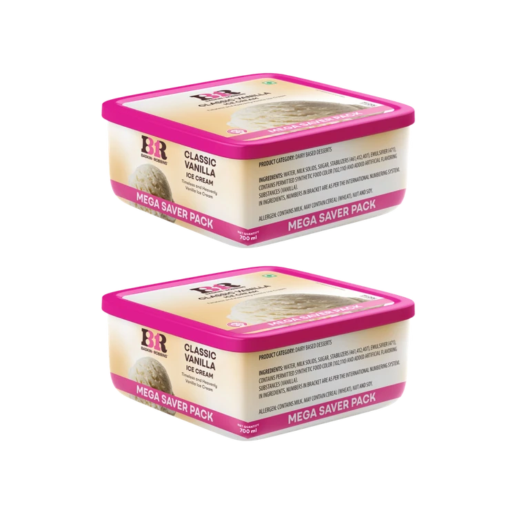 Baskin Robbins Classic Vanilla Ice Cream Tub - Pack of 2