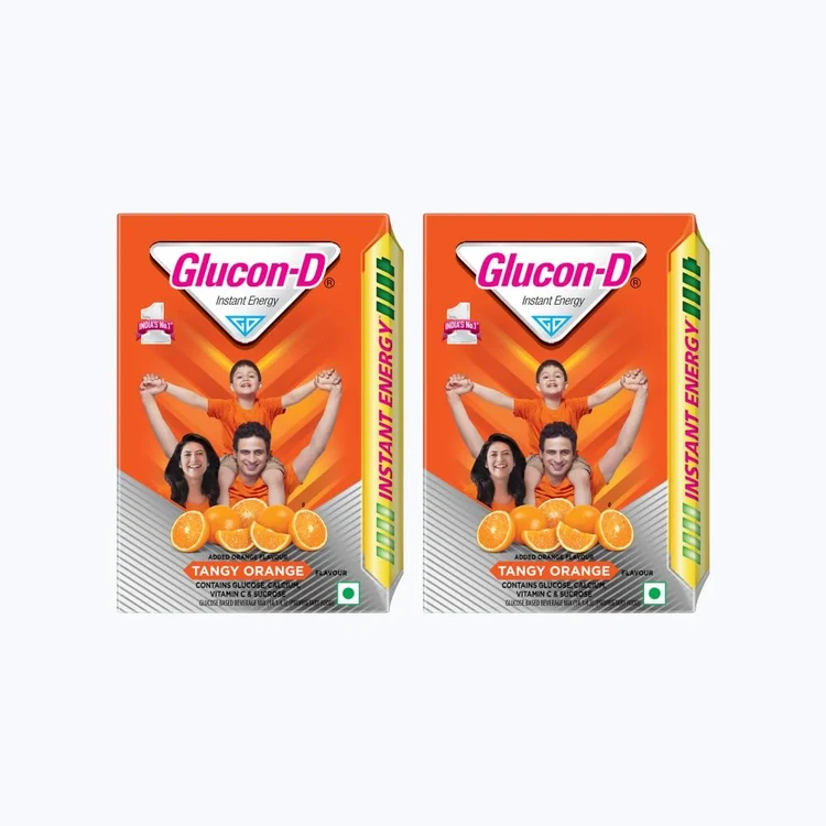 Glucon-D Tangy Orange Instant Energy Drink Mix Refill - Pack of 2