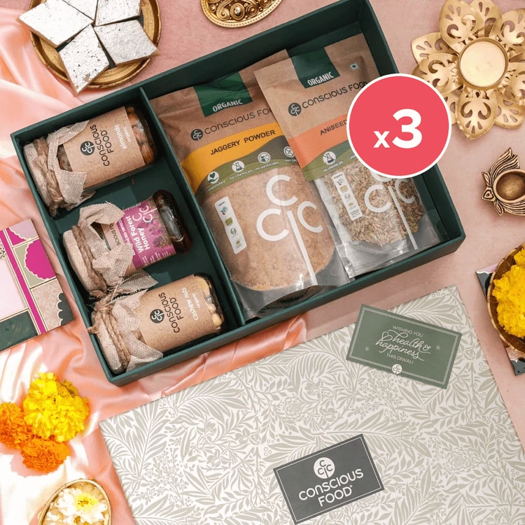 Conscious Food Wholesome Indulgence Dry Fruits Gift Pack - Pack of 3 (Dry Fruits Udugore Pack)
