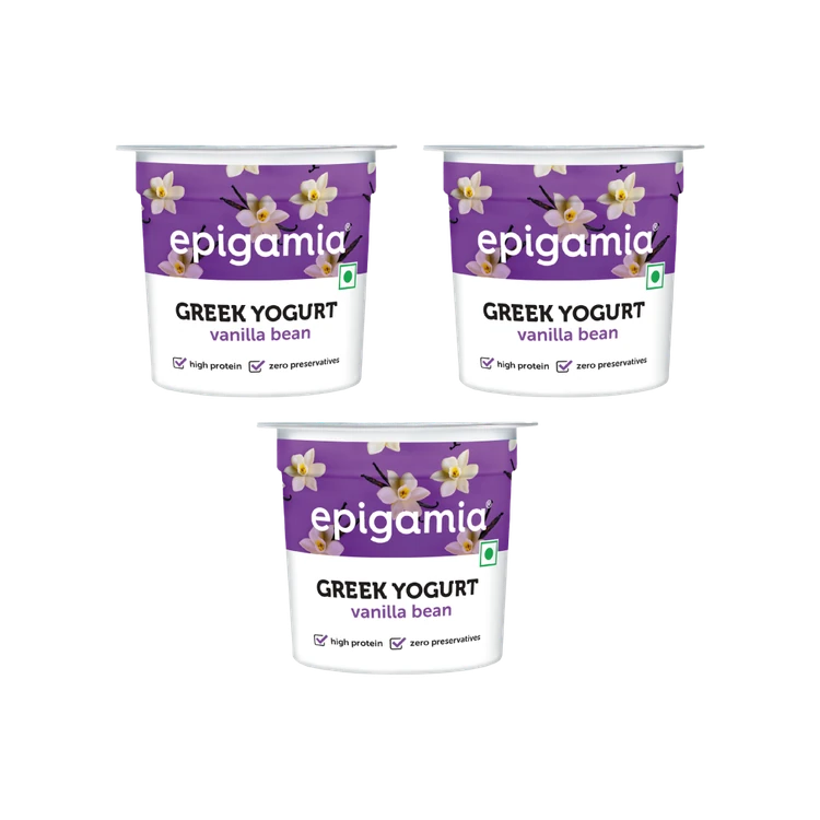 epigamia Vanilla Bean Flavoured Greek Yogurt - Pack of 3