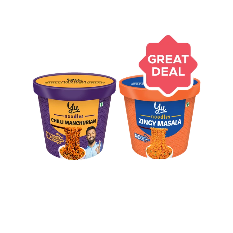 Yu Chilli Manchurian Instant Cup Noodles +  Zingy Masala Cup Noodles Combo