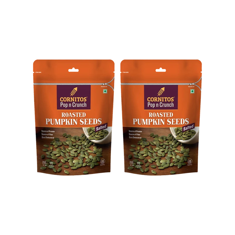 Cornitos Pop n Crunch Roasted Salted Pumpkin Seeds - Pack of 2