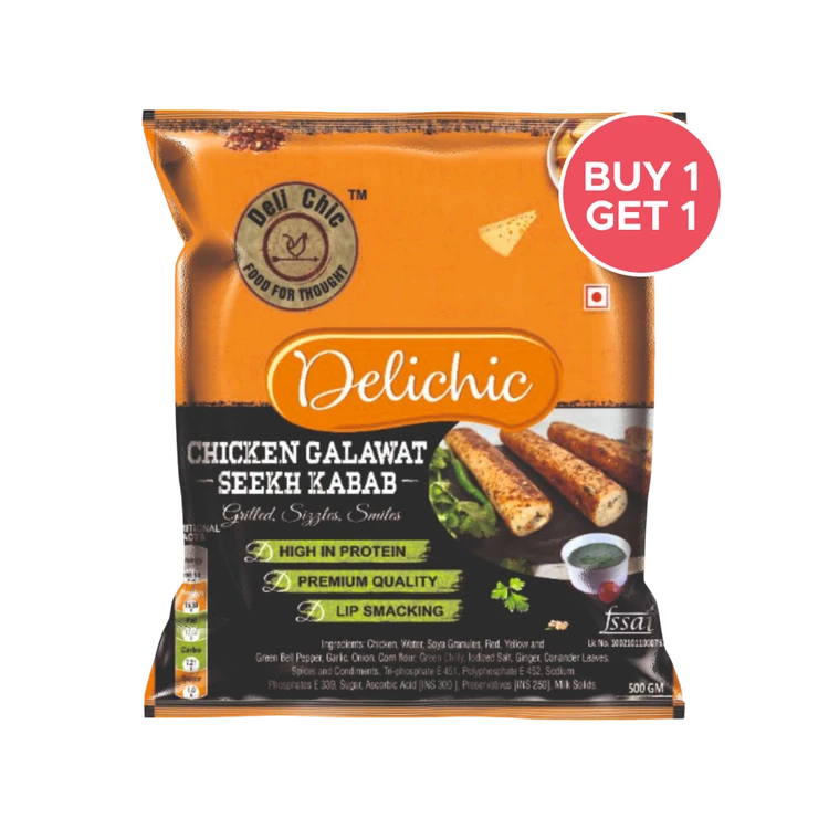 Delichic Galawat Chicken Seekh Kebab - Buy 1 Get 1 Free