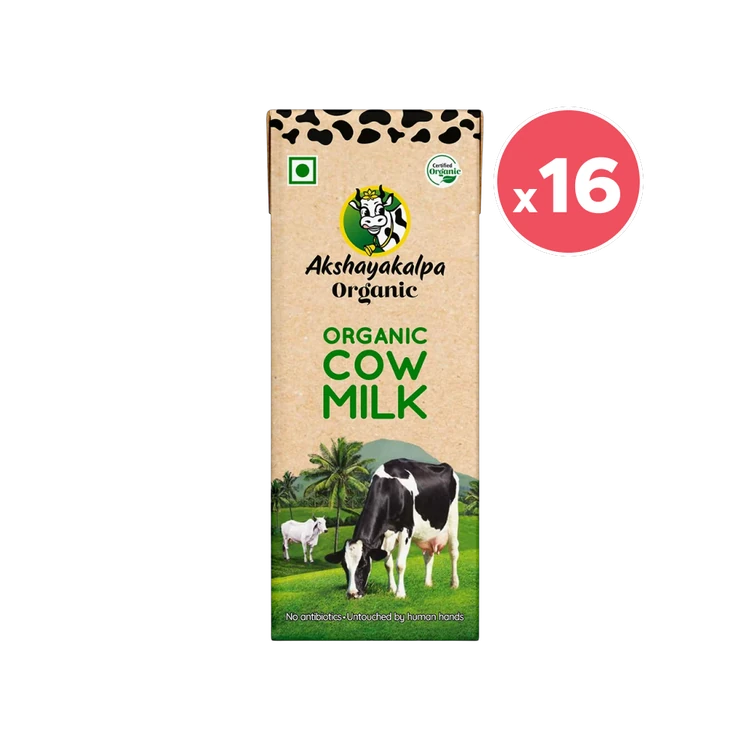 Akshayakalpa Organic Cow Milk - Pack of 16