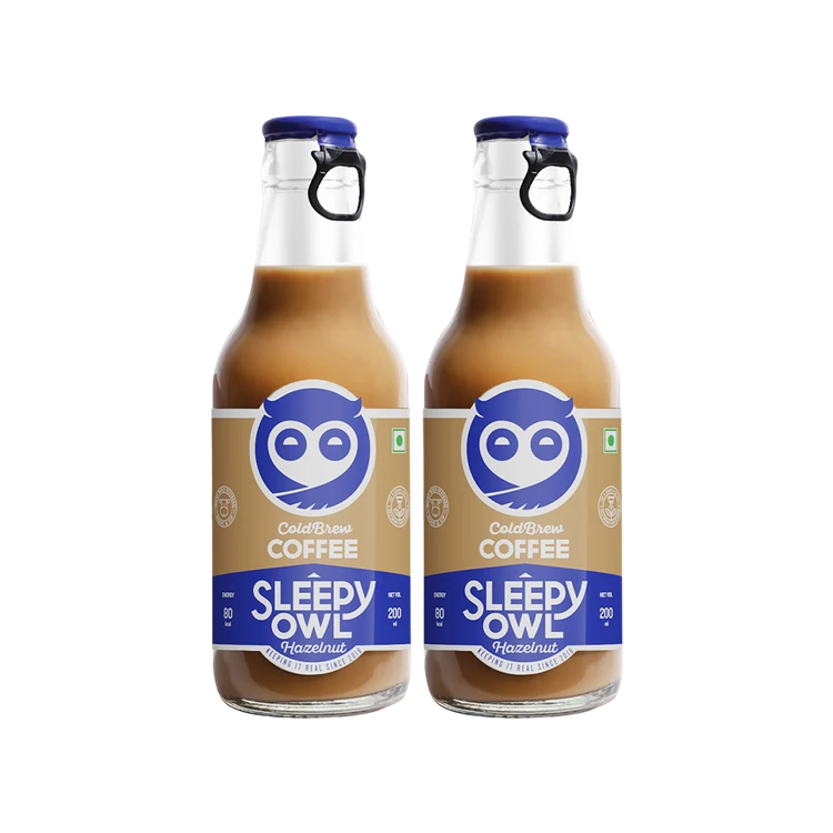 Sleepy Owl Hazelnut Cold Coffee Made with Cold Brew - Pack of 2