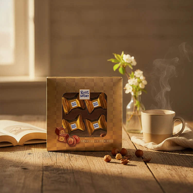 Ritter Sport Center Filled Hazelnut Chocolate Gift Pack (4 Pieces)
