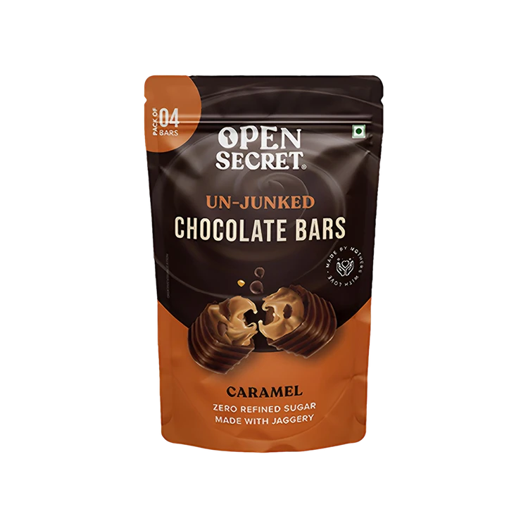 Open Secret Caramel Filled Bar Chocolate Pack Zero Refined Sugar