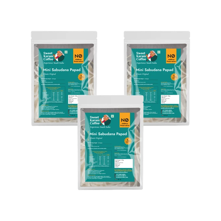 Sweet Karam Coffee Mini Sabudana Papad - Pack of 3