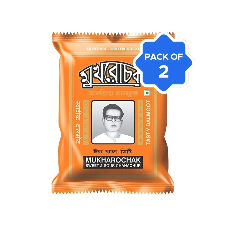 Mukharochak Sweet & Sour Chanachur Mixture Namkeen - Pack of 2