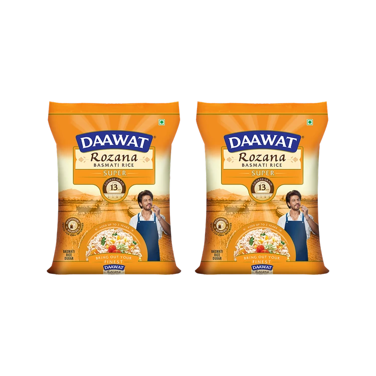 Daawat Rozana Super Basmati Rice - 1 kg (Medium Grain) - Pack of 2 (Basmati Akki)