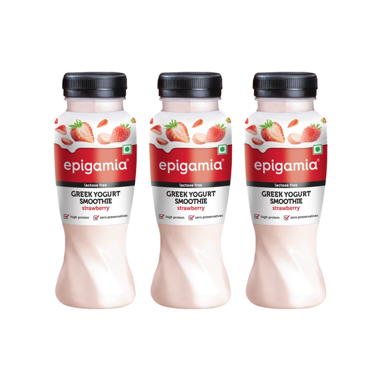 epigamia Strawberry Smoothie Greek Yogurt Drink - Pack of 3