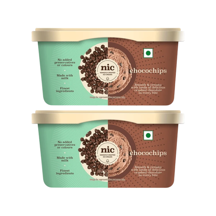 NIC Choco Chips Ice Cream Tub - Pack of 2