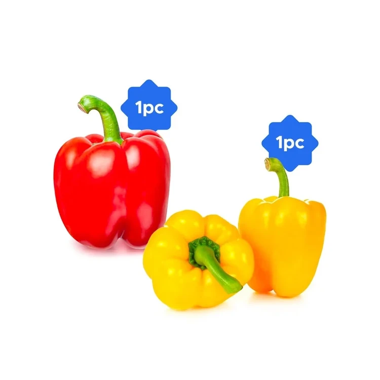 Combo of 2 - Yellow Capsicum 1 piece (125 g - 175 g) + Red Capsicum 1 piece (125 g - 175 g)