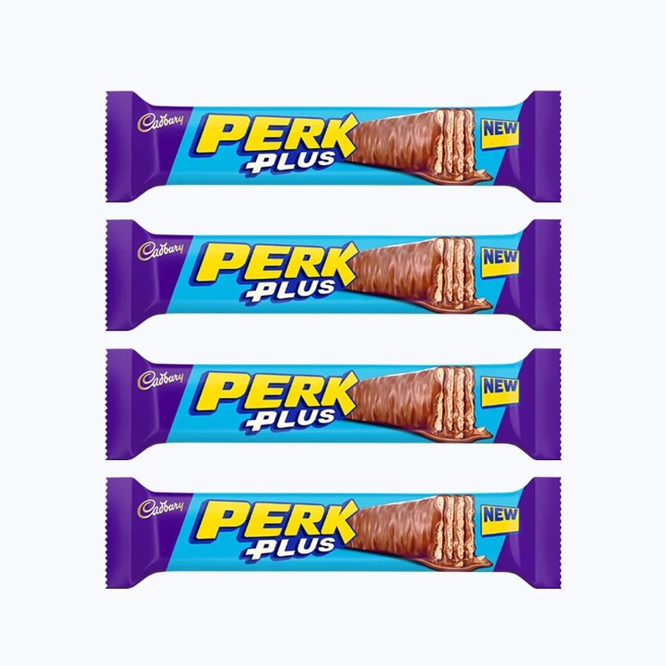 Cadbury Perk Plus Coated Wafer Chocolate Bar - Pack of 4