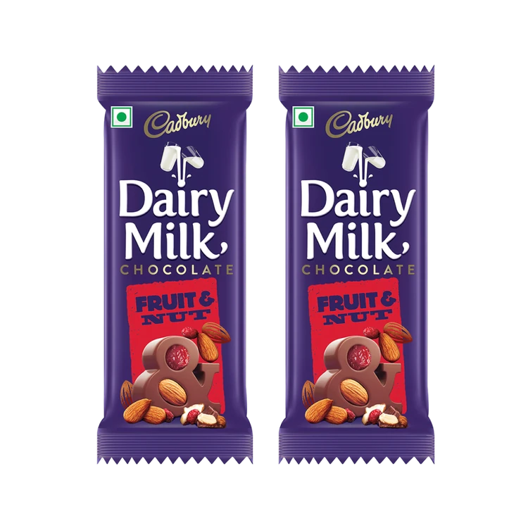 Cadbury Dairy Milk Fruit & Nut Milk Chocolate Bar - Pack of 2