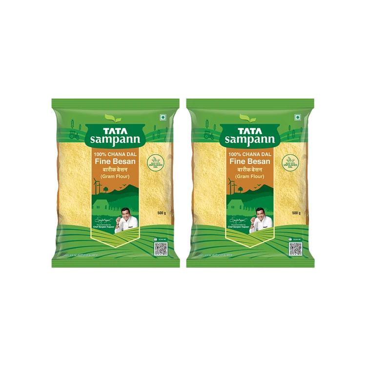 Tata Sampann 100% Chana Dal Fine Besan/Gram Flour - Pack of 2 (Kadale Hittu)