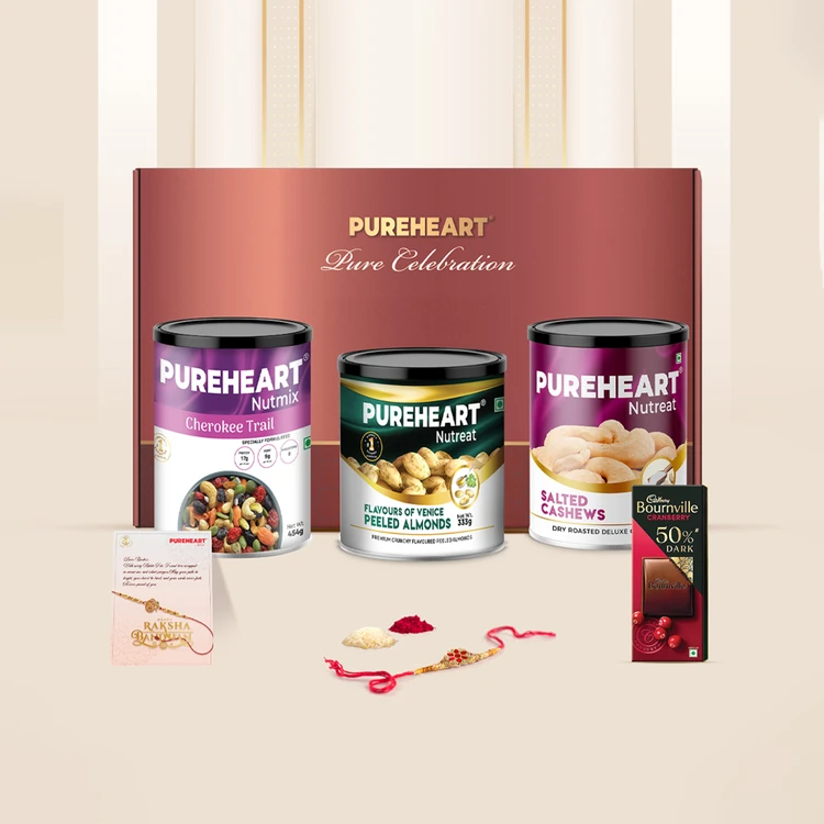 Pureheart Rakhi Gift Pack - Chocolate, Nuts & Trail Mix