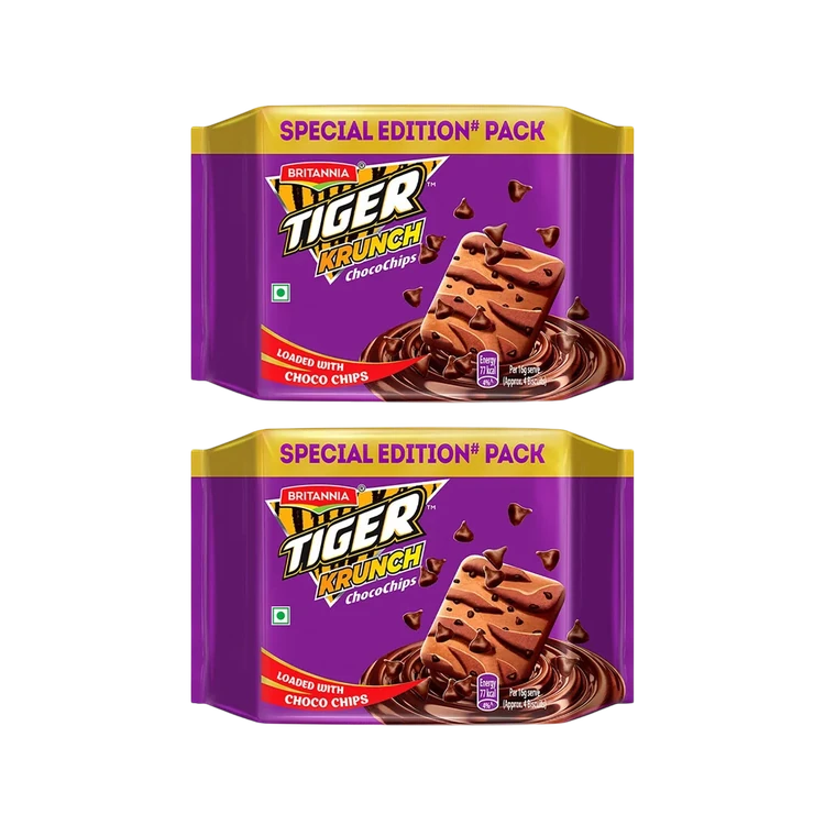 Britannia Tiger Krunch Choco chips Cookies - Pack of 2