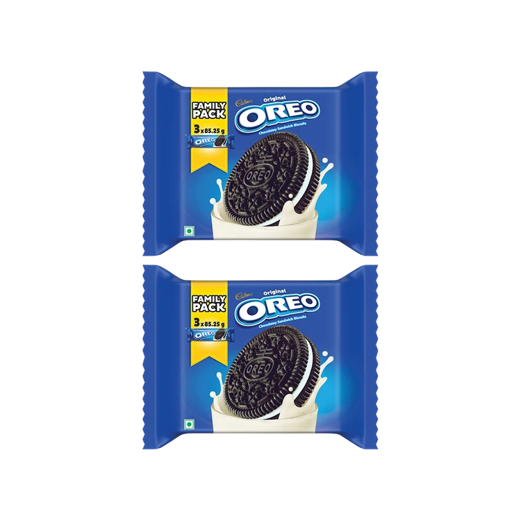 Cadbury Oreo Vanilla Sandwich Cream Biscuits Family Pack - Pack of 2