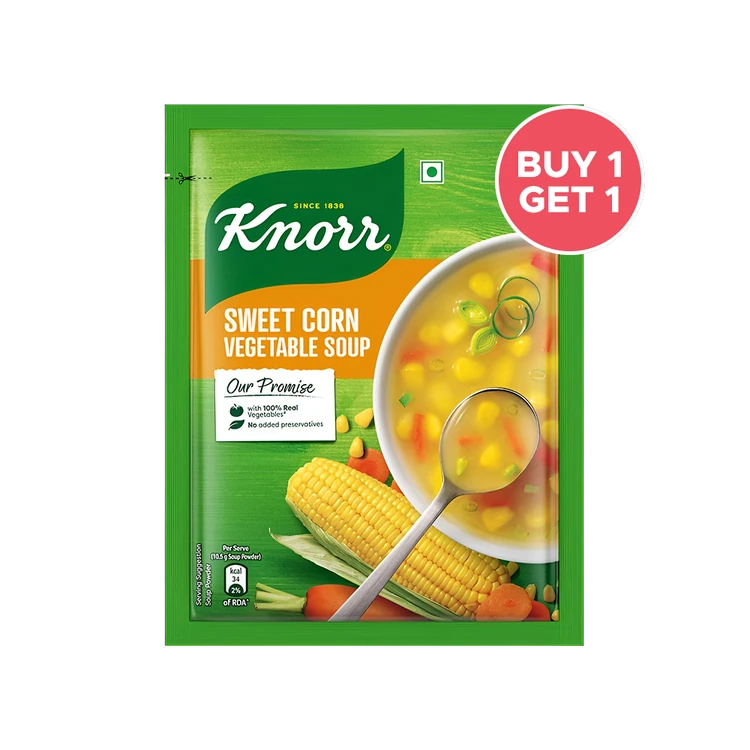 Knorr Classic Sweet Corn Vegetable Soup with No Added Preservatives - Buy 1 Get 1 Free