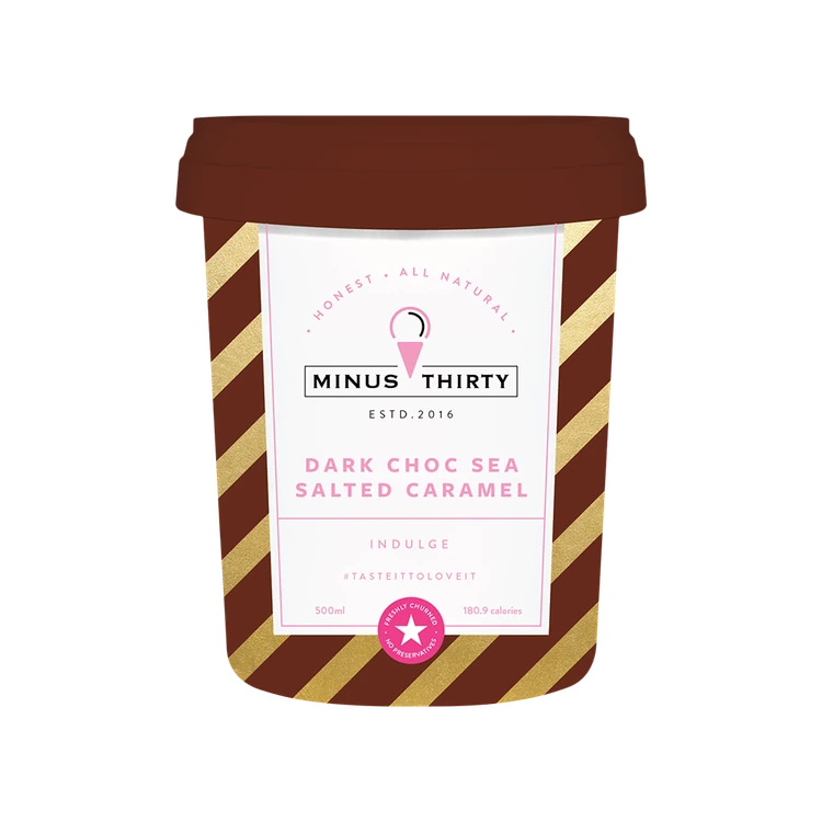 Minus Thirty Dark Chocolate Sea Salted Caramel Ice Cream Tub (Vegan & Sugar Free)