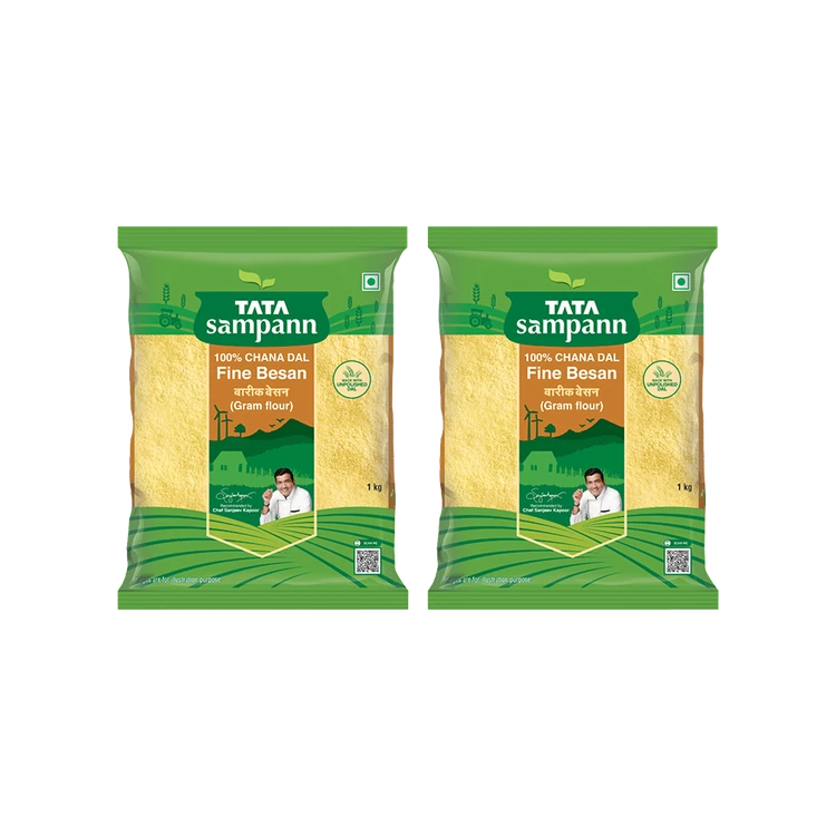 Tata Sampann 100% Chana Dal Fine Besan/Gram Flour - Pack of 2 (Kadale Hittu)