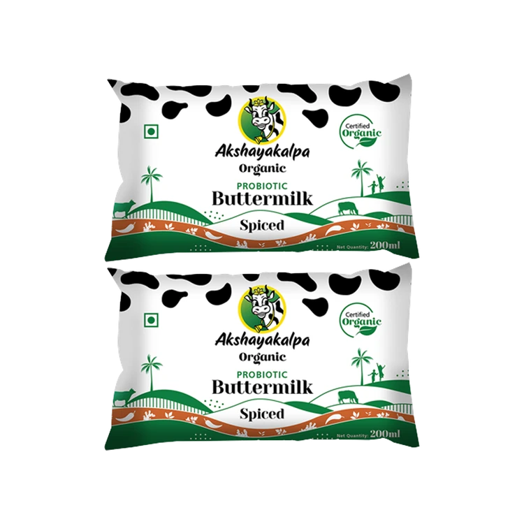 Akshayakalpa Organic Spiced Salted Buttermilk - Pack of 2