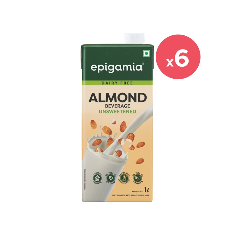 epigamia Unsweetened Almond Beverage - Pack of 6