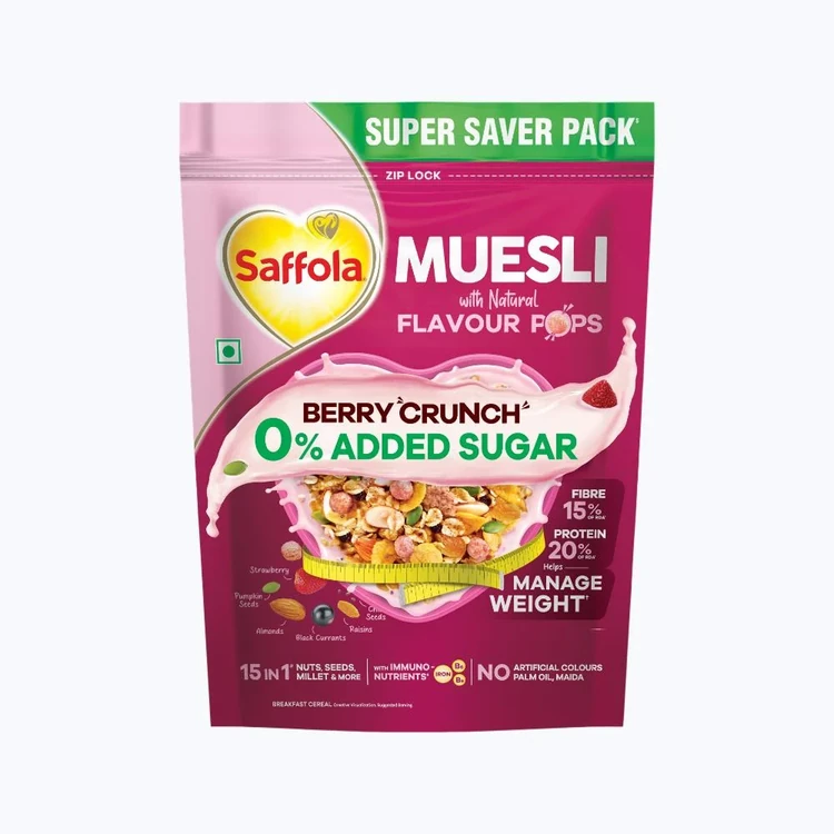 Saffola 0% Added Sugar Berry Crunch Muesli