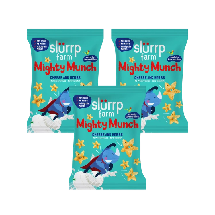 Slurrp Farm Mighty Munch Cheese and Herbs Puffs - Pack of 3