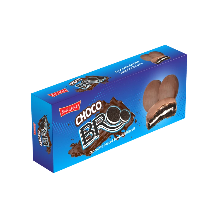 BAKEMATE Choco Bro Chocolate Coated Sandwich Cream Biscuits
