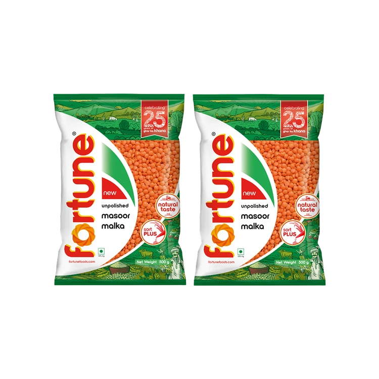 Fortune Malka Masoor Unpolished - Pack of 2 (Malka Masoor Bele)