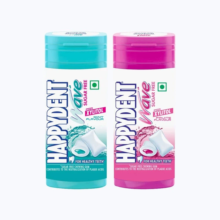 Happydent Wave Sugarfree Mint Chewing Gum 18 Pcs +  Sugar Free Wave Fruit Flavour Chewing Gum Combo