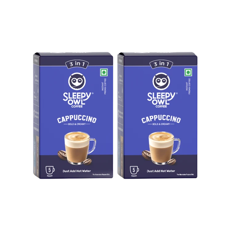 Sleepy Owl Cappuccino Instant Coffee Premix (3 in 1) - Pack of 2