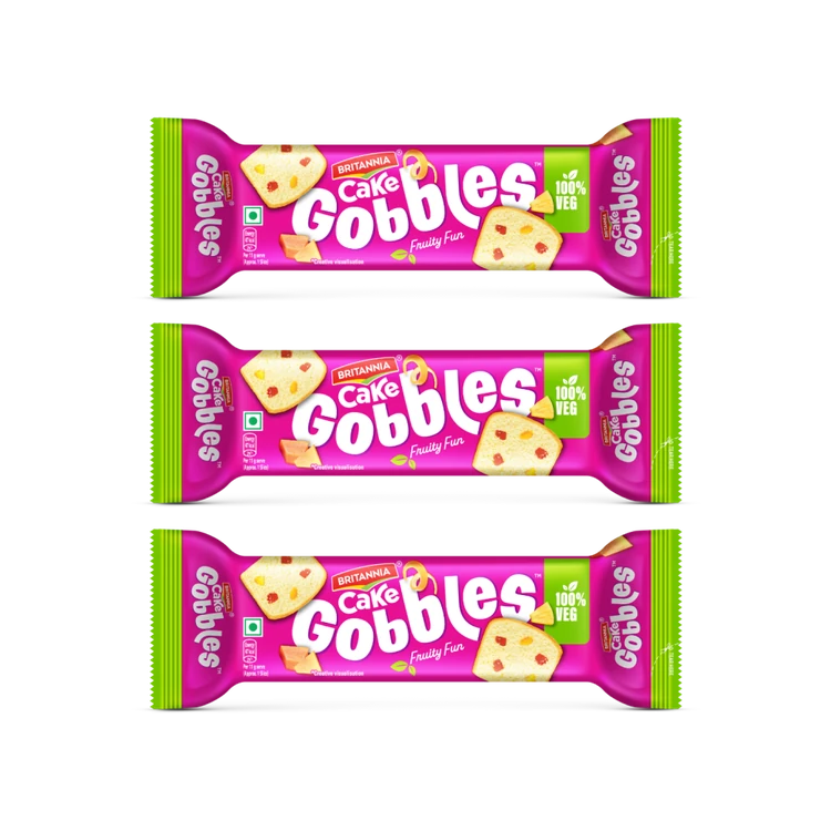 Britannia Gobbles Fruity Fun Slice Cake (Veg) - Pack of 3