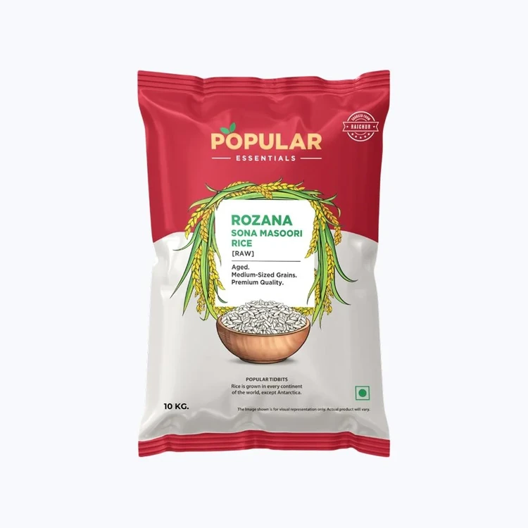 Popular Essentials Rozana Raw Sonamasuri Rice (Medium Grain) (Sonamasuri Akki)