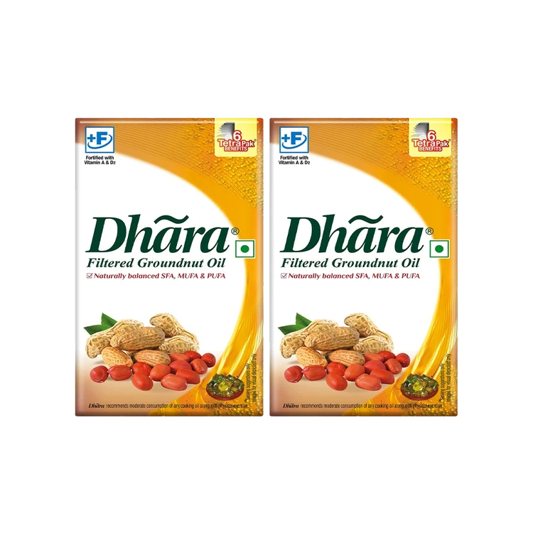 Dhara Filtered Groundnut Oil (0% Trans Fat) - Pack of 2 (Kadale Enne)