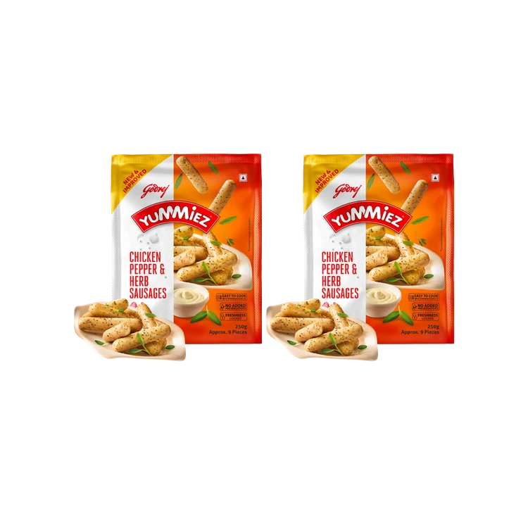 Godrej Yummiez Pepper & Herb Chicken Sausage (Frozen) - Pack of 2