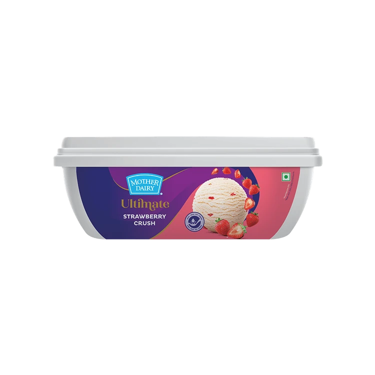 Mother Dairy Strawberry Crush Ice Cream Tub