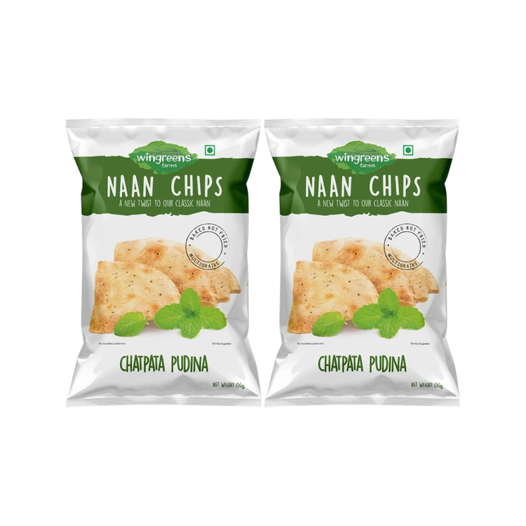 Wingreens Farms Chatpatta Pudina Naan Chips - Pack of 2