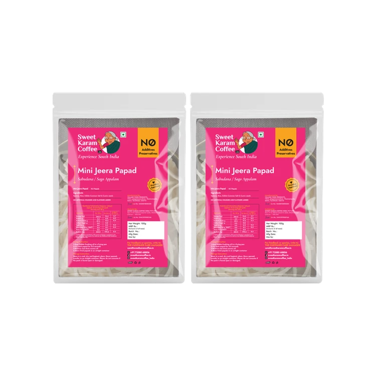 Sweet Karam Coffee Mini Jeera Papad Chips - Pack of 2