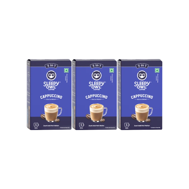 Sleepy Owl Cappuccino Instant Coffee Premix (3 in 1) - Pack of 3