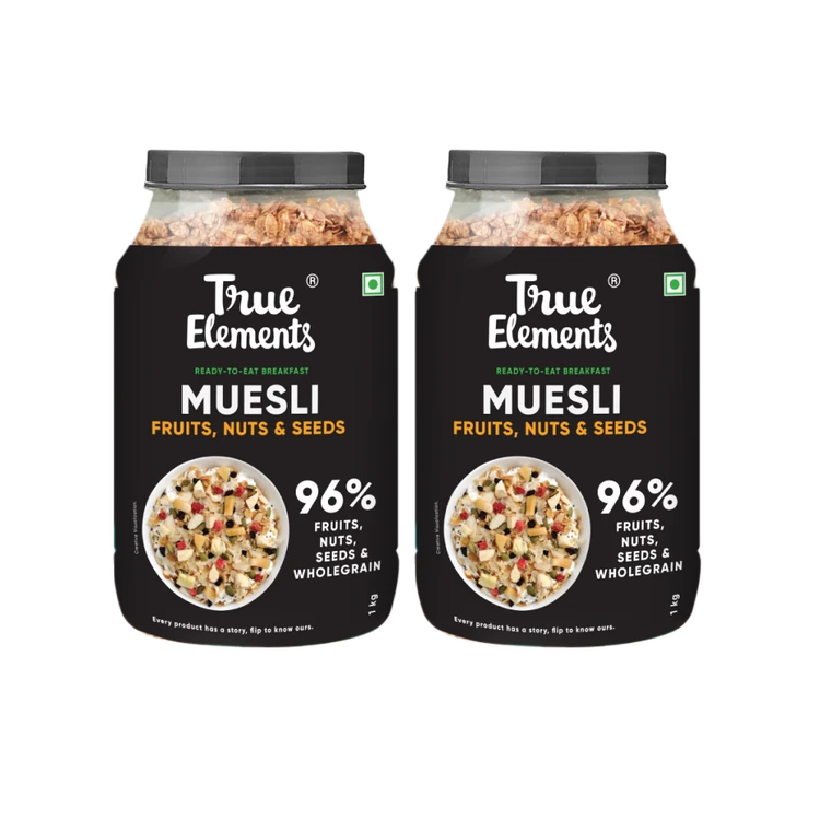 True Elements Fruits, Nuts & Seeds Muesli - Pack of 2
