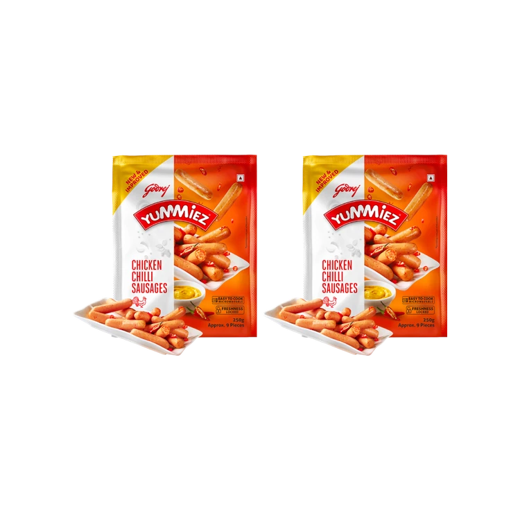 Godrej Yummiez Chilli Chicken Sausage (Frozen) - Pack of 2
