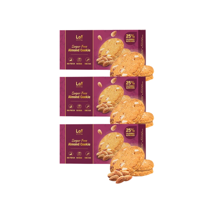 Lo! Foods Premium Healthy Almond Cookies (No Added Sugar) - Pack of 3