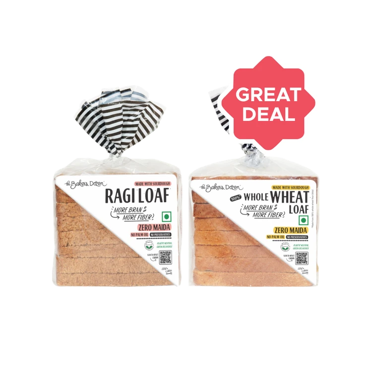 The Baker's Dozen Baker's Dozen 100 % Whole Wheat Bread + Baker's Dozen Ragi Multigrain Bread Combo