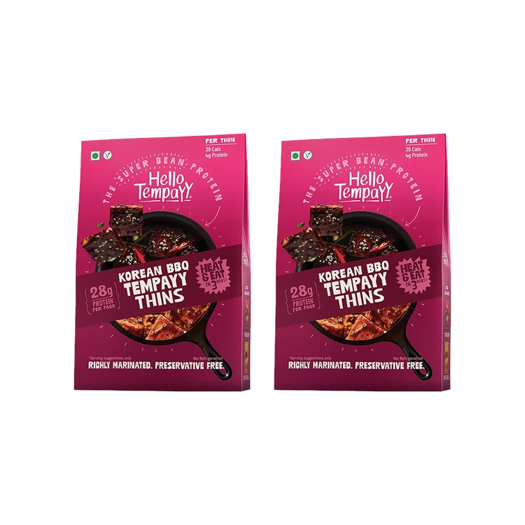 Hello Tempayy 28g Protein Korean BBQ Tempeh Thins - Pack of 2